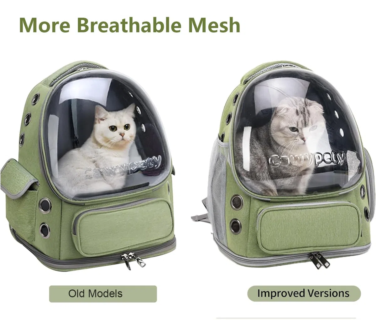 Cawypety Katzen-Rucksack-Tragetasche, atmungsaktiv, großer Platz, Bubble Pet Rucksack für Kitty kleine Hunde bis zu 6,8 kg, transparente & faltbare Haustiertrage für Reisen Wandern