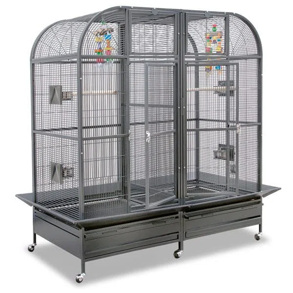 Montana Cages Palace II Platinum – XXL Sittich- & Papageienvoliere mit Trennwand, Hammerschlag-Optik, ca. 184 × 101 × 179 cm