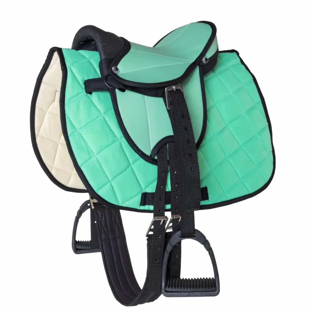 German Riding Sattelset für Shettys oder Holzpferde, Komplettset, Kindersattel, Türkis