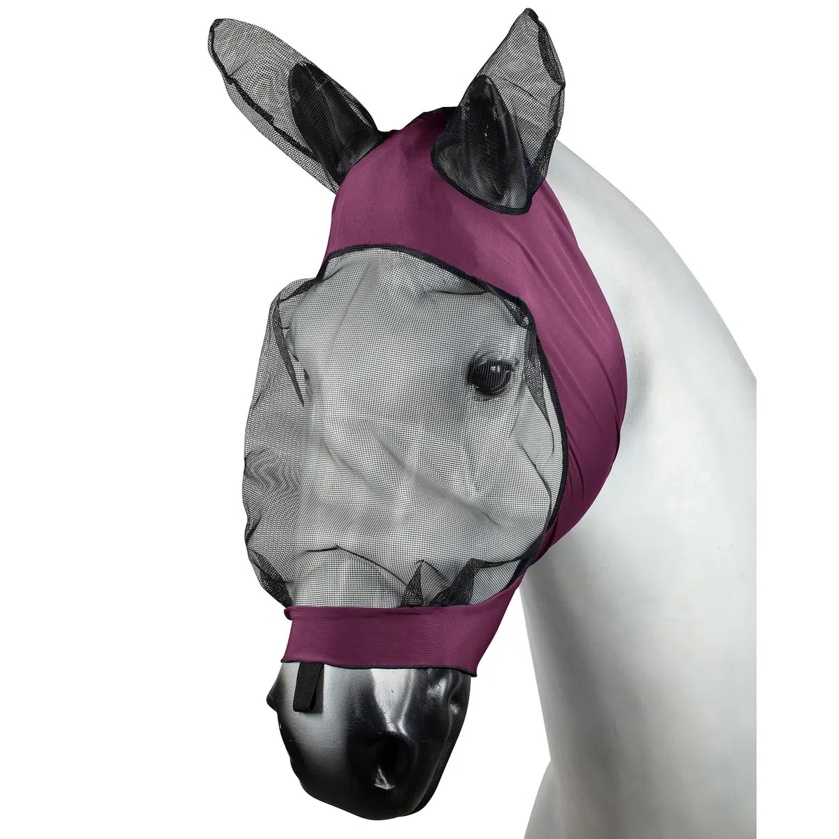Horze Pferde Fliegenmaske mit Ohren, Stretch Fliegenhaube für Pferd und Pony, Rot, C