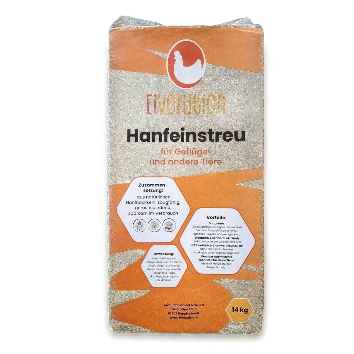 Hanfeinstreu 14 KG - Extreme Saugkraft & Geruchsbindung für Hühner, Pferde & Nager - Staubarm & Umweltfreundlich - Kompostierbar