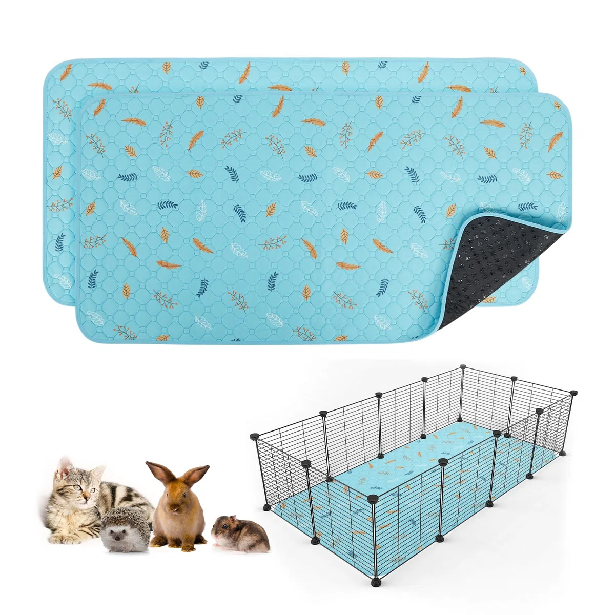Sunheir Waschbare Meerschweinchen-Pads, 61 x 121,9 cm, wasserdicht, wiederverwendbar, für Meerschweinchen, Käfigeinlagen, saugfähige Trainingsmatte für Kleintiere, Meerschweinchen, Kaninchen, Hamster,