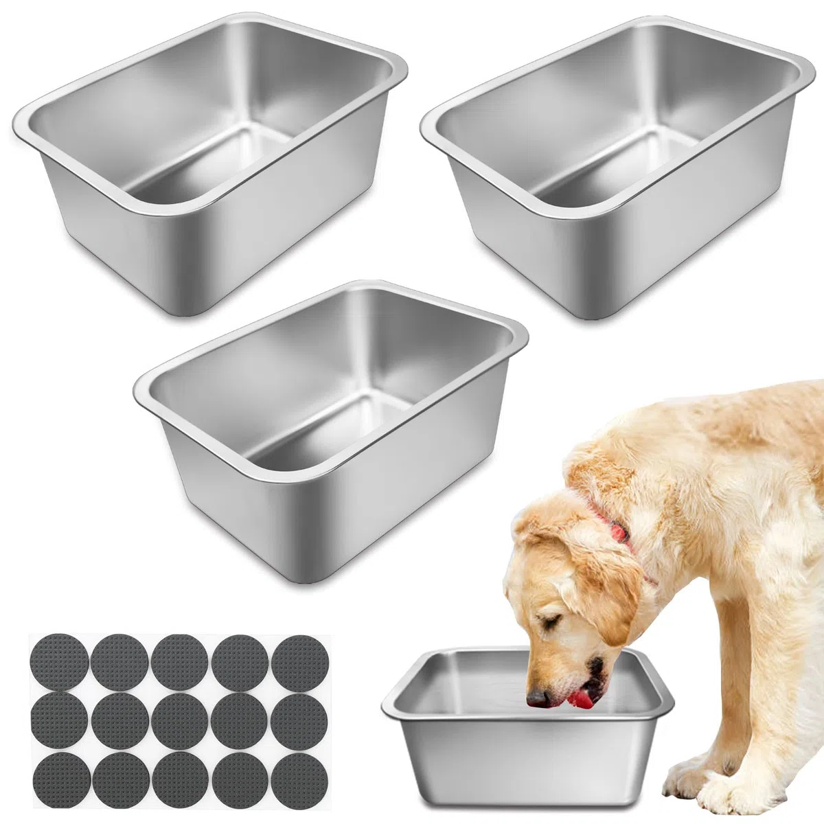 Extra großer Wassernapf für Hunde, robuster Edelstahl-Hundenapf, sicherer Wasser- und Futternapf mit hoher Kapazität für große, XL-Rassen, für drinnen und draußen