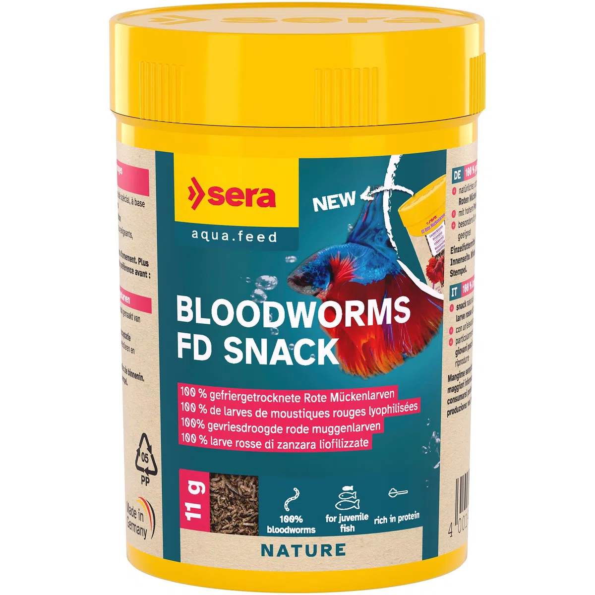 sera Bloodworms FD Snack 100 ml (11 g) | 100% gefriergetrocknete Rote Mückenlarven | proteinreicher Natur-Snack mit hoher Akzeptanz für Carnivore Zierfische