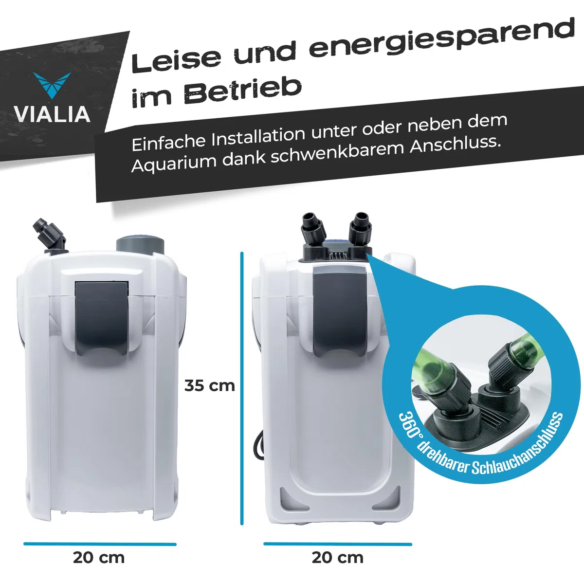 Aquarium Außenfilter mit 9W UVC Klärer für Aquarien bis 400L | 1000 L/h Pumpenleistung, Komplettset inkl. Filtermedien, Leise & energiesparend, Für Süß- und Meerwasser geeignet