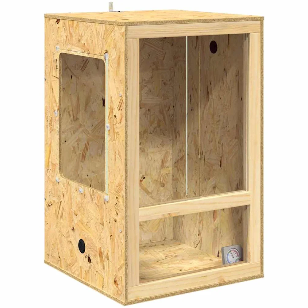 Terrarium Braun OSB 50 x 50 x 130 cm mit Glasschiebetür und Belüftung, vielseitiges Reptilienhaus für Schlange, Amphibie, Vivarium, Paludarium und Wüstenterrarium