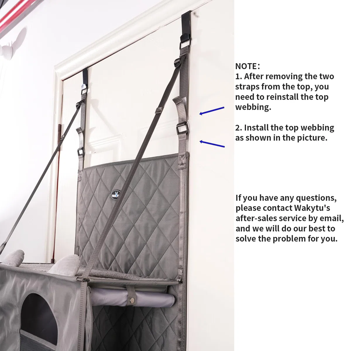 Wakytu Hängender Kratzbaum - Tür montiert Climber Katze Wand Katze Hängematte für Indoor, Hanging/erhöhte Bett - 4 Geschichte mit abnehmbaren Kissen, Ball Spielzeug und Rollolo Katzenmöbel