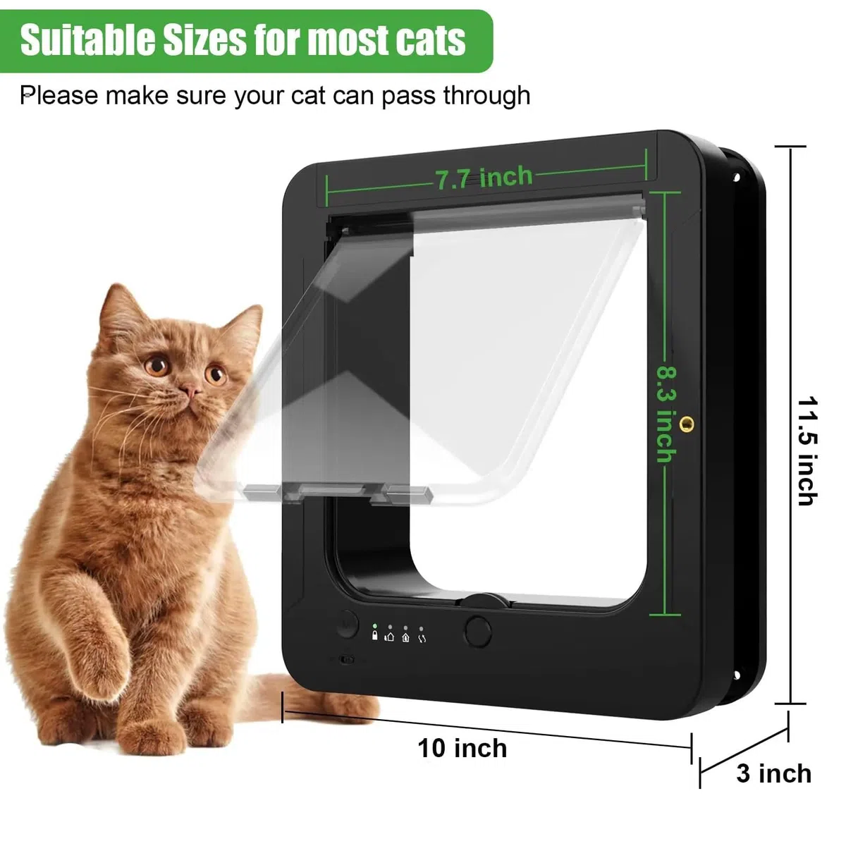 Microchip Katzenklappe Deluxe Mart Katzentür Selektiver Eingang mit 2 Sensorhalsbändern und 1 Fernbedienung Mikrochip Katzentür für Katzen & kleine Hunde Öffnungsgröße: 19 x 19 cm für Haustiere, Weiß