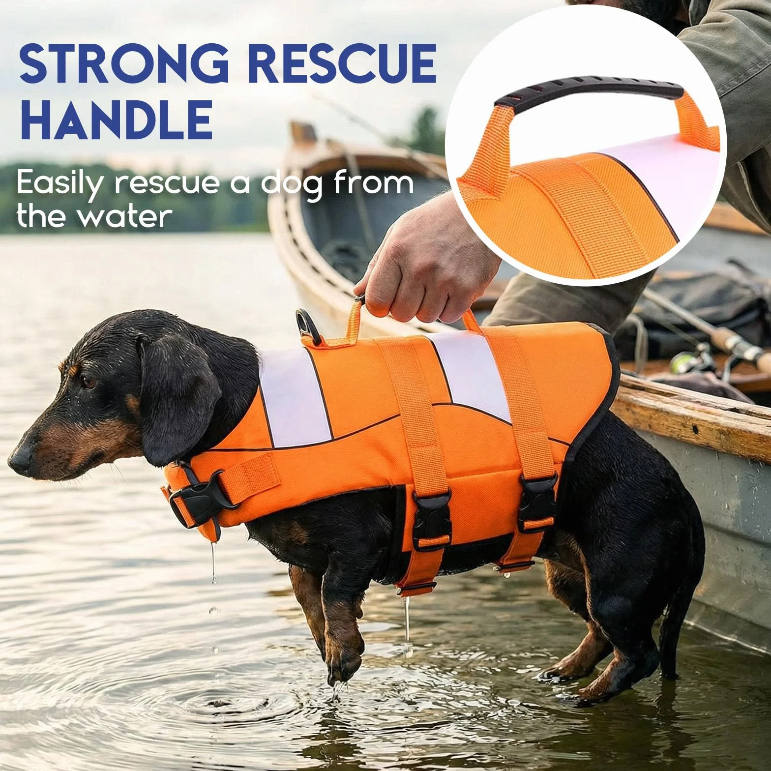 ASENKU Schwimmweste Hund,Hundeschwimmweste S für kleine Hunde – Rettungsgriff & Auftrieb, Sicherheitsweste mit verstellbarem Brustgurt + Reflektor, für Bootfahren, Baden und Wassersport