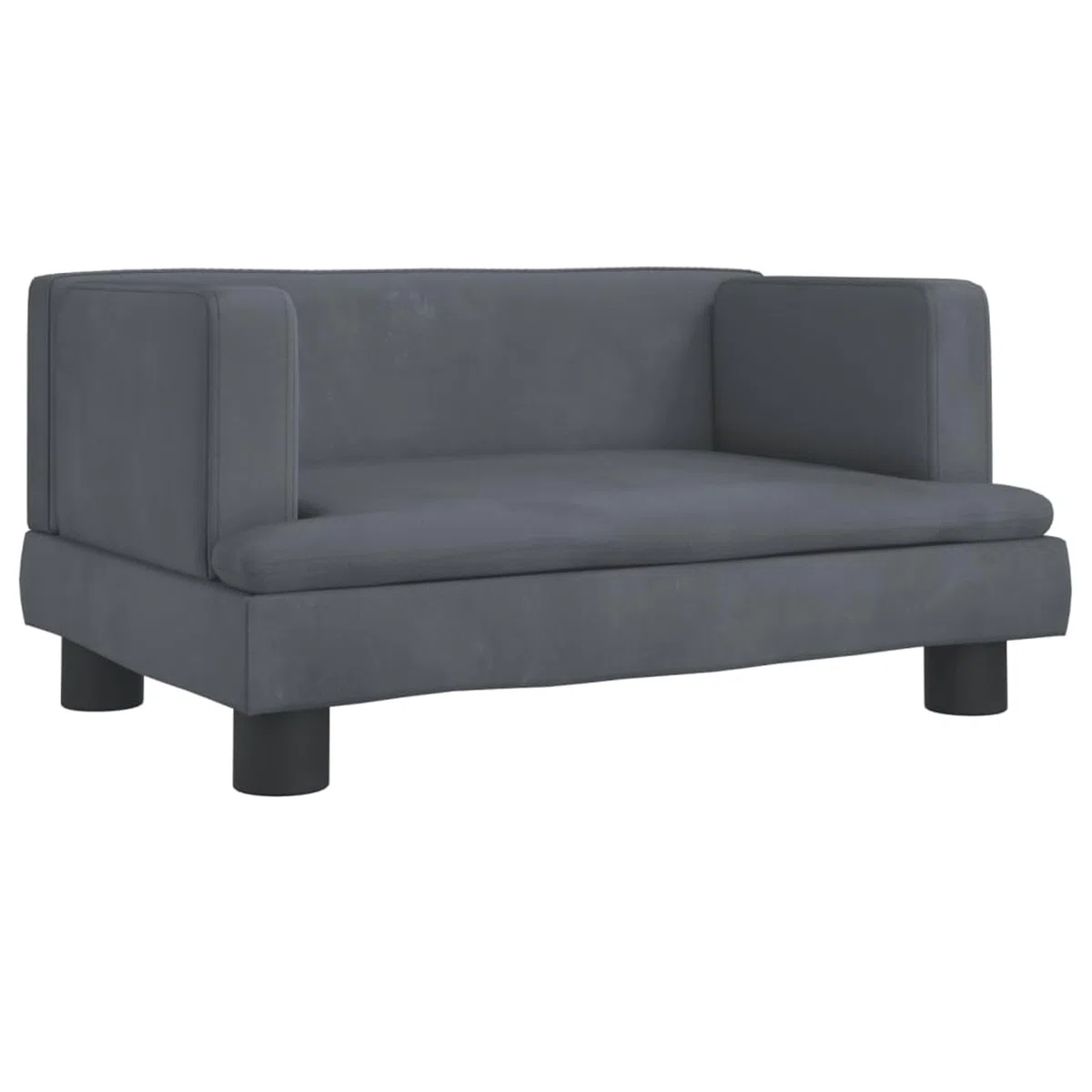 Hundebett Dunkelgrau 60x40x30 cm Samt Hundedecke Flauschig Hundematte Haustiermatte