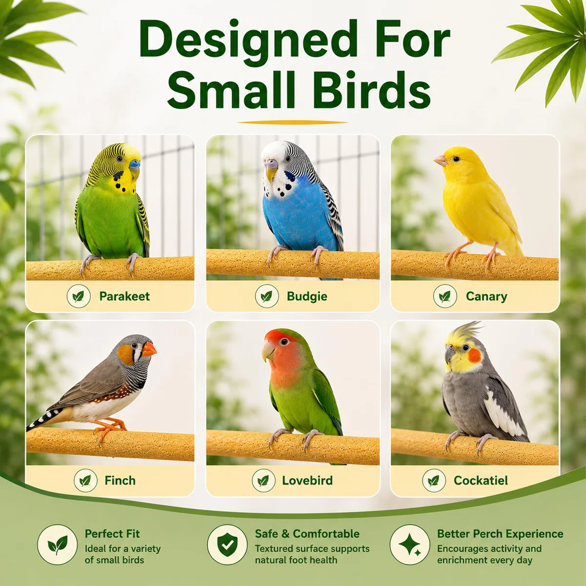 Sitzstangen für Sittiche, Lovebirds, Finken, Kanarienvögel, kleine Vögel, 0,95 cm Durchmesser x 19,1 cm Länge, Vogelzubehör, Vogelzubehör, Vogelsitzstangen für Käfig, 10 Stück