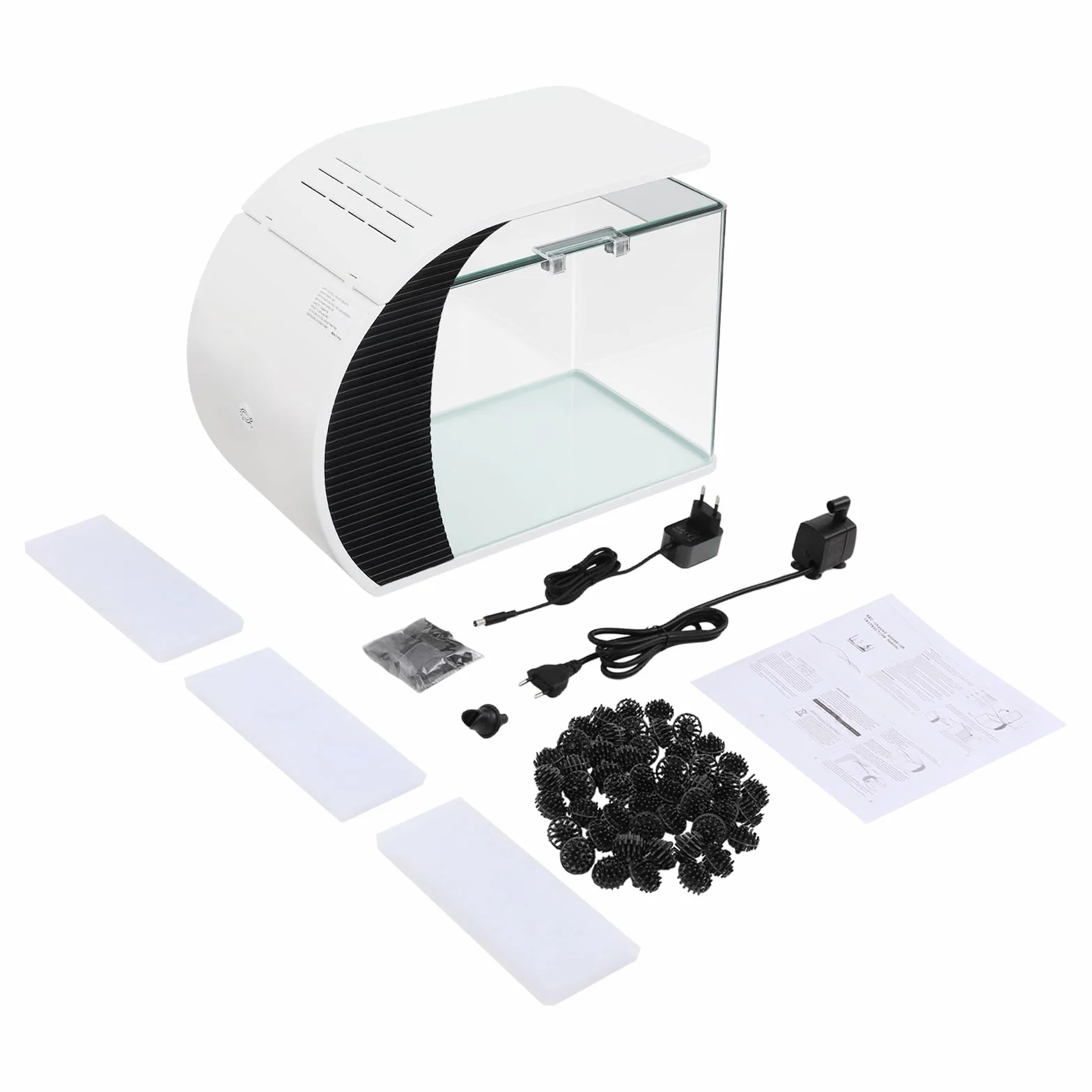 Aquarium Komplettset 19L Glas LED Beleuchtung Filter Tisch Nano | 19L Glas Aquarium, LED 3 Farben, integrierter Filter, 42x22x31 cm, Futterklappe – für Guppys, Garnelen & Schreibtisch.