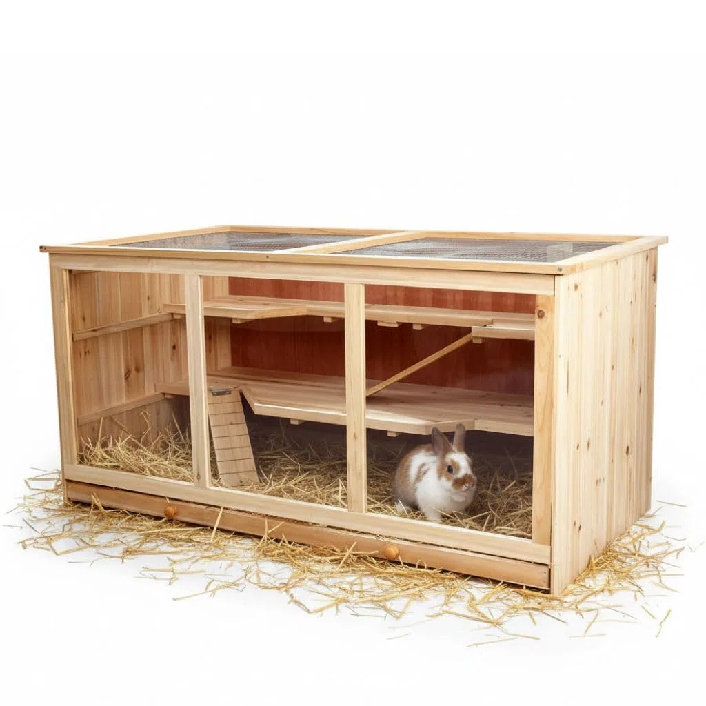 Melko Kleintierkäfig Nagervilla Hamsterkäfig Mäusekäfig aus Holz, 117 x 63 x 58 cm, inklusive 2 Rampen, 3 stöckig