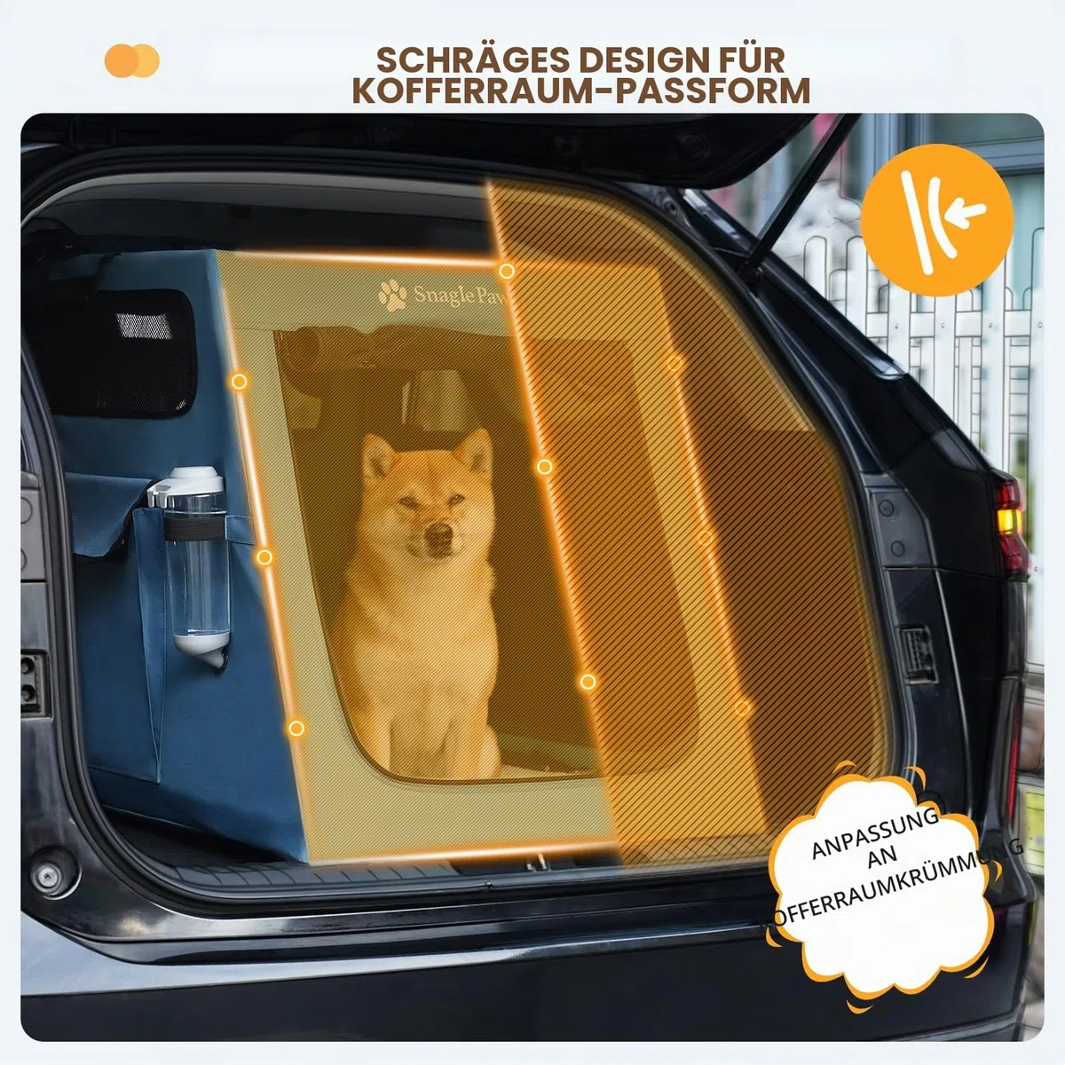 Snagle Paw Tragbare Hundebox für Autoreisen, zusammenklappbare große Hundebox mit Metallrahmen und 3-türigen Netzfenstern, sichert im Kofferraum/Rücksitz, weichseitige Transportbox für mittelgroße und