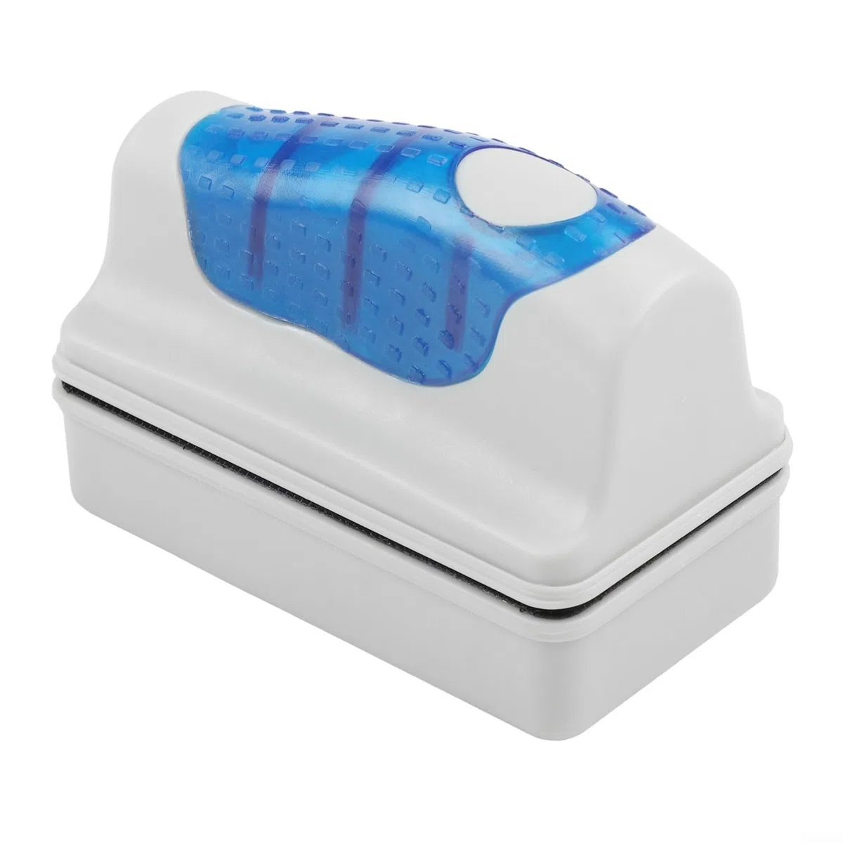 Aquarium-Reiniger, magnetischer Aquarium-Glasreiniger, schwimmendes Aquarium-Reinigungswerkzeug, keine Kratzer für Aquarien, Blau / Weiß (L)