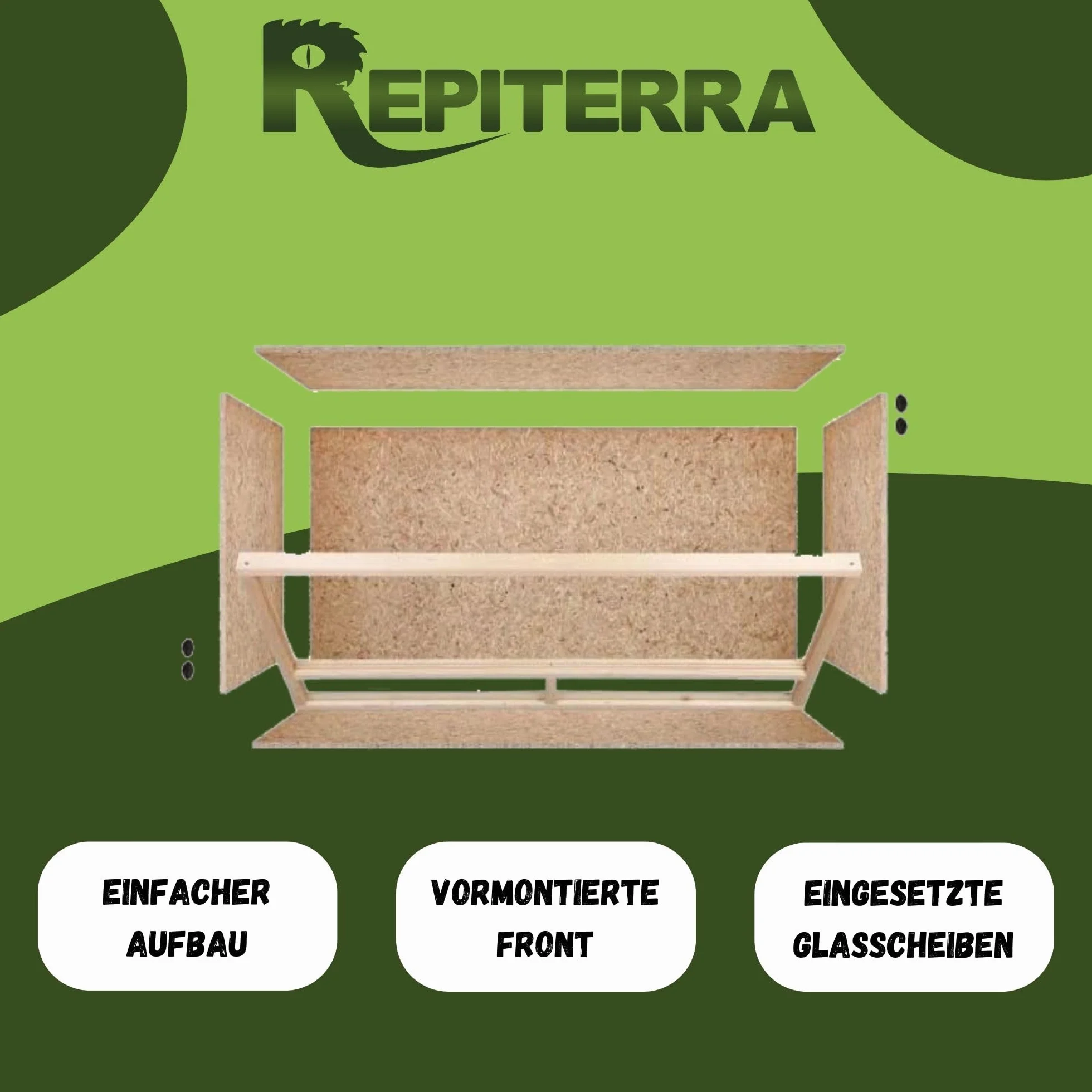 REPITERRA Terrarium für Reptilien & Amphibien, Holzterrarium mit Seitenbelüftung 120x60x60 cm