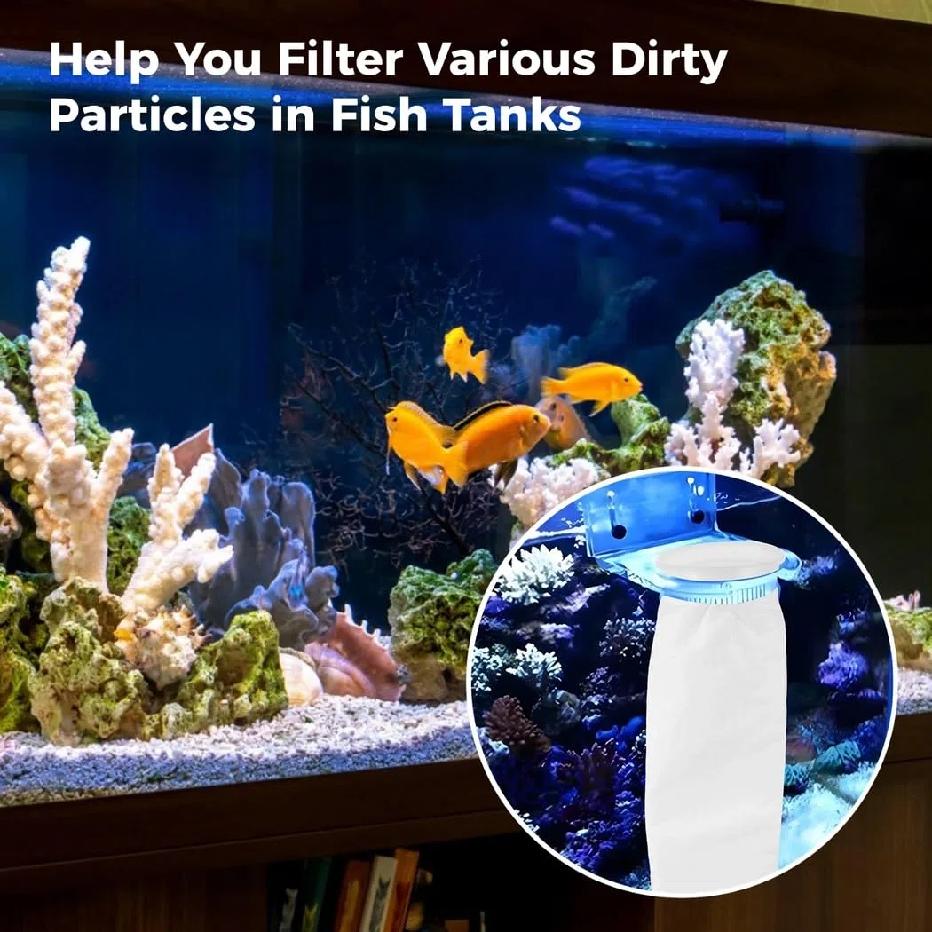 Aquarium-Filterbeutel, 10,2 x 38,1 cm, Ringfiltersocken für Süß- und Salzwassertanks, 200 m, 16 Stück