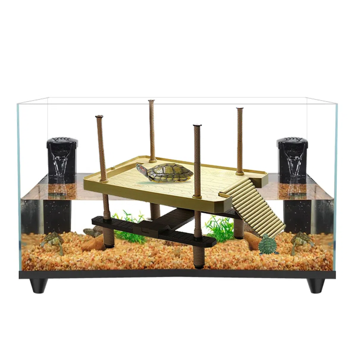 Schildkröte Schwimmende Sonnenplattform, schwimmende Sonnenplattform, Schildkröten-Baskingplattform mit Leiter,Schildkrötenlebensraum, Schildkröten-Tank-Zubehör (Groß)