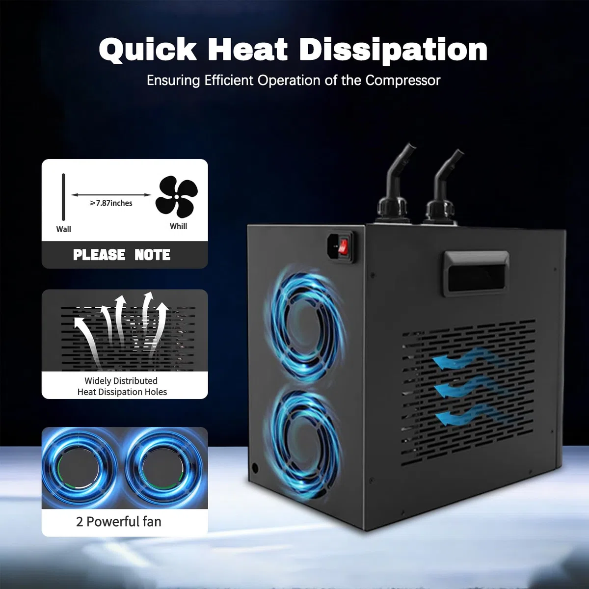 100/160/300L Aquarium Chiller, Water Cooler, with Hoses and Water Pumps, Compressor Refrigeration, for Fish Tank and Ice Bath Aquatic Plant 160L/42.5GAL