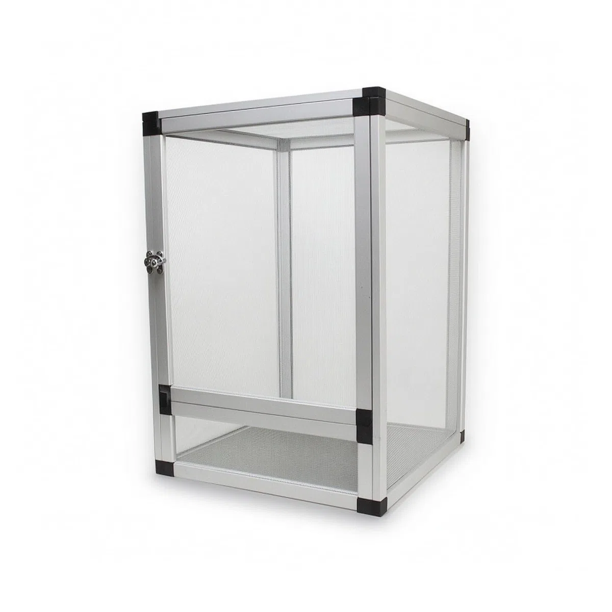 Colcolo Reptilienkäfig Aluminium Terrarium Gehege Habitat aus Aluminiumlegierung Gute Luftzirkulation durch Meshwände Frontzugang mit Schloss Herausnehmbare, Silv Mesh Door