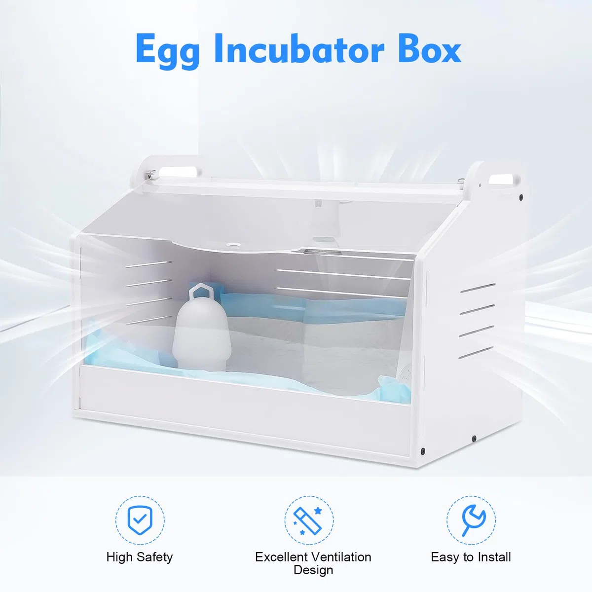 Brutinkubator Küken Aufzucht Box, Kükenwärmebox Inkubatoren, Kükenhaus Brutinkubator Küken mit Wärmelampe, für Geflügel, Reptilien, Kleintiere 48x30x30cm