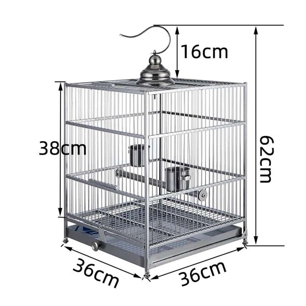 Voliere Vogelkäfig aus Edelstahl mit ausziehbarem Chassis. Langlebig. Leicht zu reinigen. Ideal for kleine bis mittelgroße Vögel