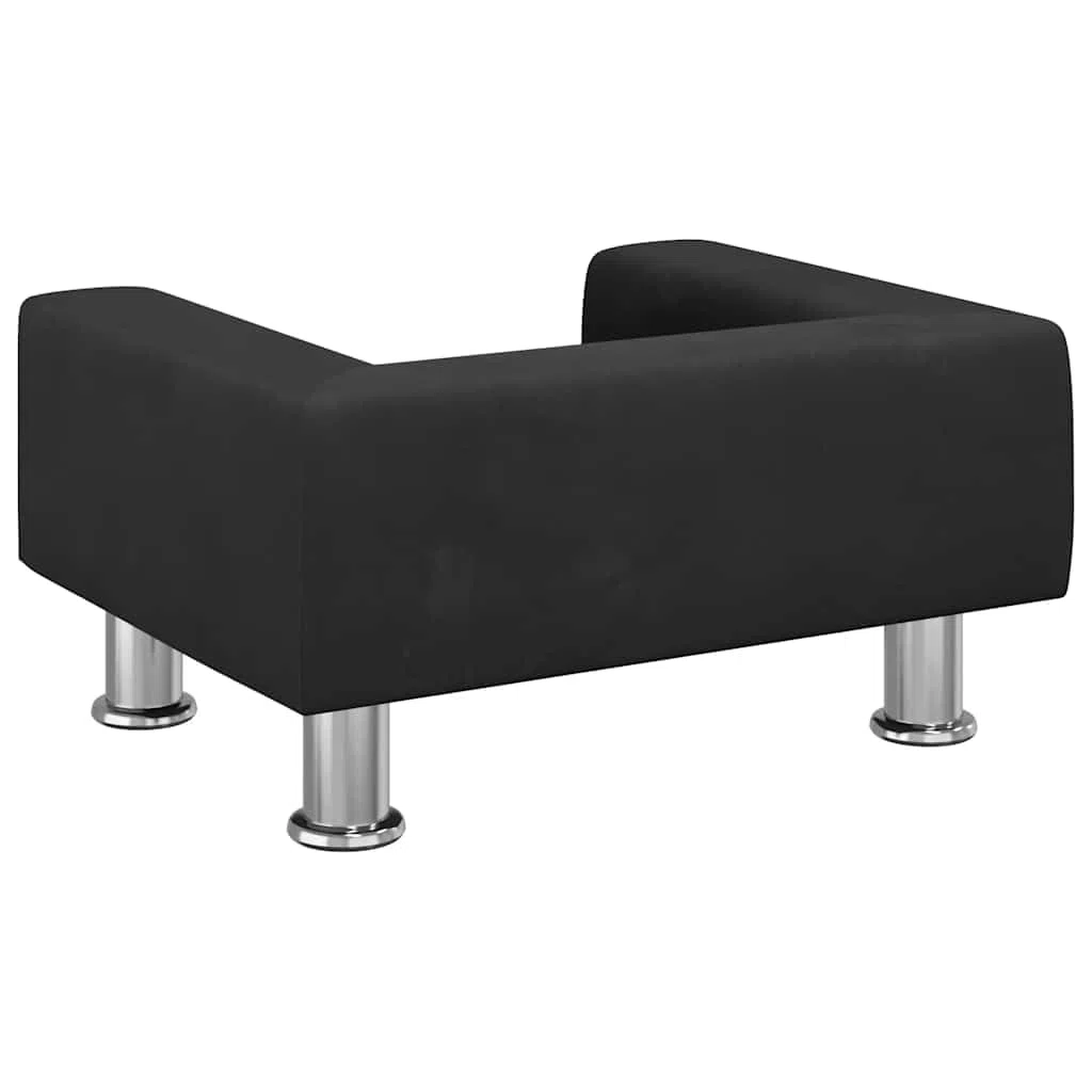 Hundesofa Samt Schwarz 50x40x26,5 cm | Massiv Kiefernholzrahmen, 4 Stahlfüße, für Wohnzimmer und Schlafzimmer