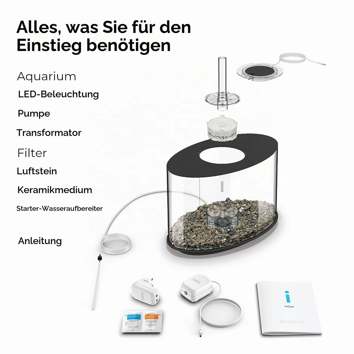 biOrb LOOP 15 LED Aquarium, 15 Liter - Acryl-Aquarium, Komplettset inklusive Lichteinheit und patentiertem Filtersystem, 360 Grad-Modell