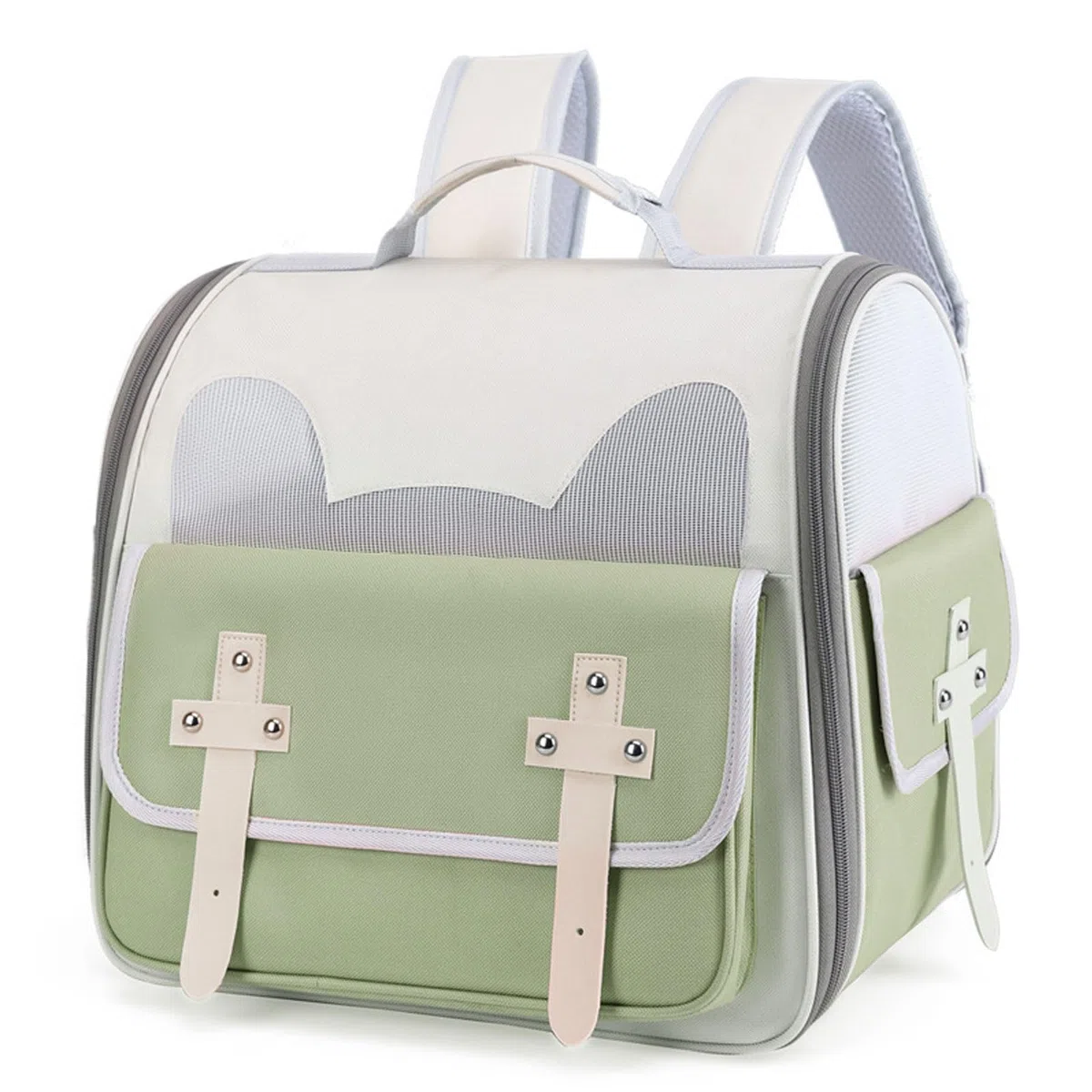 Rucksack for Katzen, Hunde, Kleintiere, tragbarer Reiserucksack for Haustiere, belüftetes Design for Reisen, Wandern, Camping, Grün,Haustierrucksack