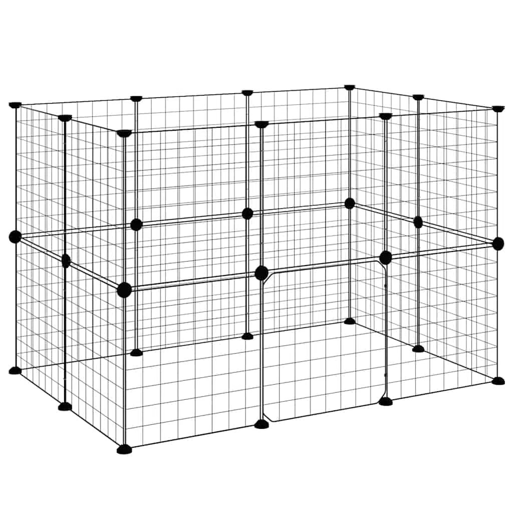 20-TLG. Haustierkäfig mit Tür Schwarz aus pulverbeschichtetem Stahl 35x35 cm, faltbar und erweiterbar, ideal als Gehege, Auslauf, Spielplatz für Kaninchen, Meerschweinchen, Hamster
