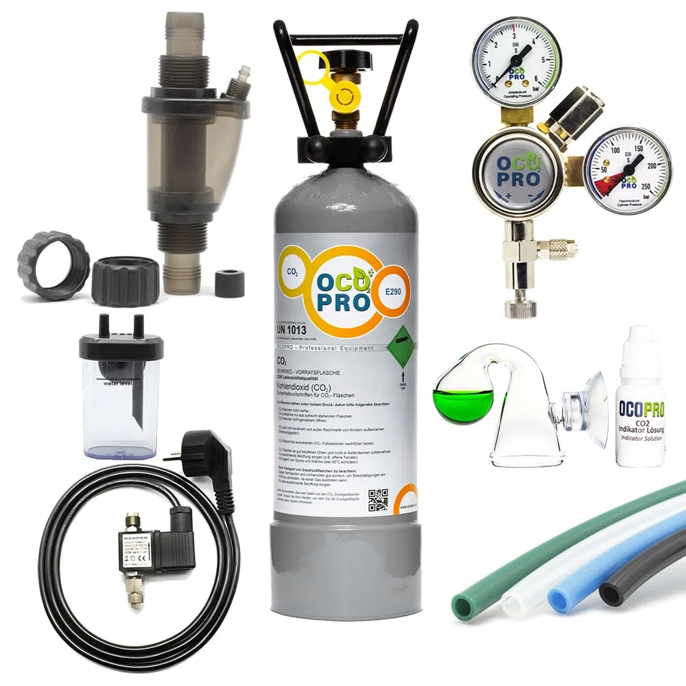 CO2 Anlage Inline DLX-500 Plus Aquarium mit Nachtabschaltung & 2kg Mehrwegflasche (2kg)
