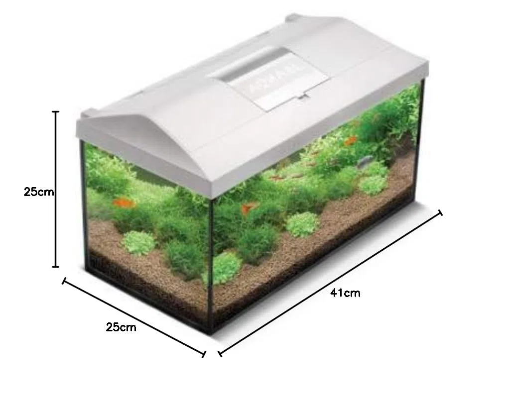 Aquael Aquarium Set Leddy LED komplett inkl. Abdeckung, Filter, Heizer, Day & Night LED (41x25x25cm weiß), Schwarz