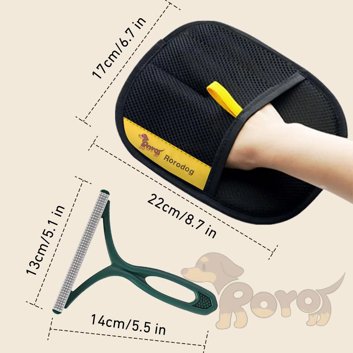 2er-Pack Tierhaarentferner Bürsten Handschuhe - Entfernen Sie Hunde/Katzenhaare von Kleidung, Möbeln, Autositzen, Bettwäsche & Polstern - Wiederverwendbarer Fusselhaarentferner für Zuhause
