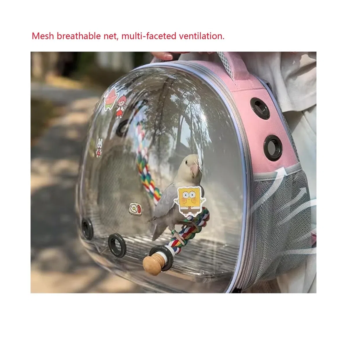 Rucksack für Papageien, Vogelkäfig, doppelte Schulter, transparent, Outdoor-Tasche, atmungsaktives Design für bequemen Papageientransport