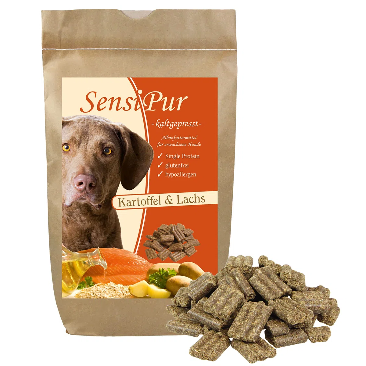SensiPur - Kartoffel & Lachs - Kalt Gepresst - Trockenfutter für Hunde 24 kg