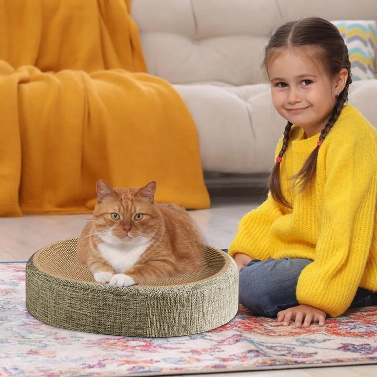 für Katzen, multifunktional, verschleißfest | Kratzmatte, Lounge, aus Karton, für Training, Schutz von Möbeln, aktiver Schuppen, Erholung
