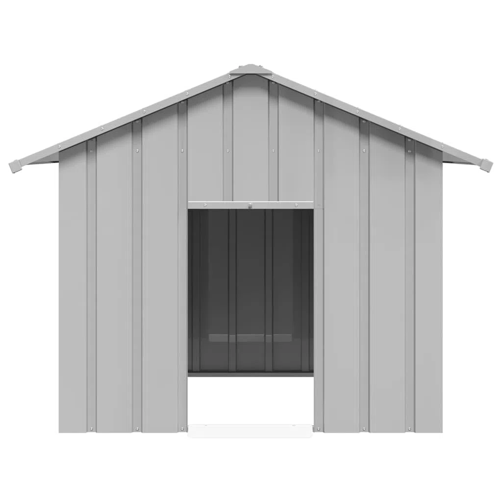Hundehütte mit Dach 131 x 101 x 102 cm aus verzinktem Stahl, wetterfestes Hundehaus als Zwinger, Hundezelt, Tierhütte, Hundebox für Garten Balkon Terrasse draußen Hof