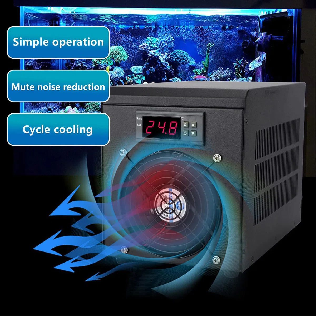 180W AquarienküHler, 6 L Kleines Thermostataquarium FüR Den Heimgebrauch, AquarienküHler Und -Heizung, Schnelle WäRmeableitung, FüR Meerwasser/SüßWasserhydrokultur,Cooling