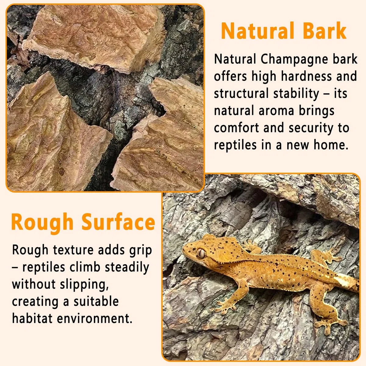 BNOSDM Reptilien-Terrariumrinde Substrat Bettwäsche Schildkröte Naturkork Rinde Reptilien Klettermatte Lebensraum Dekor für Eidechse Schlange Spinnen Einsiedler Krabben Tarantel Geckos Bartagamen (0,3