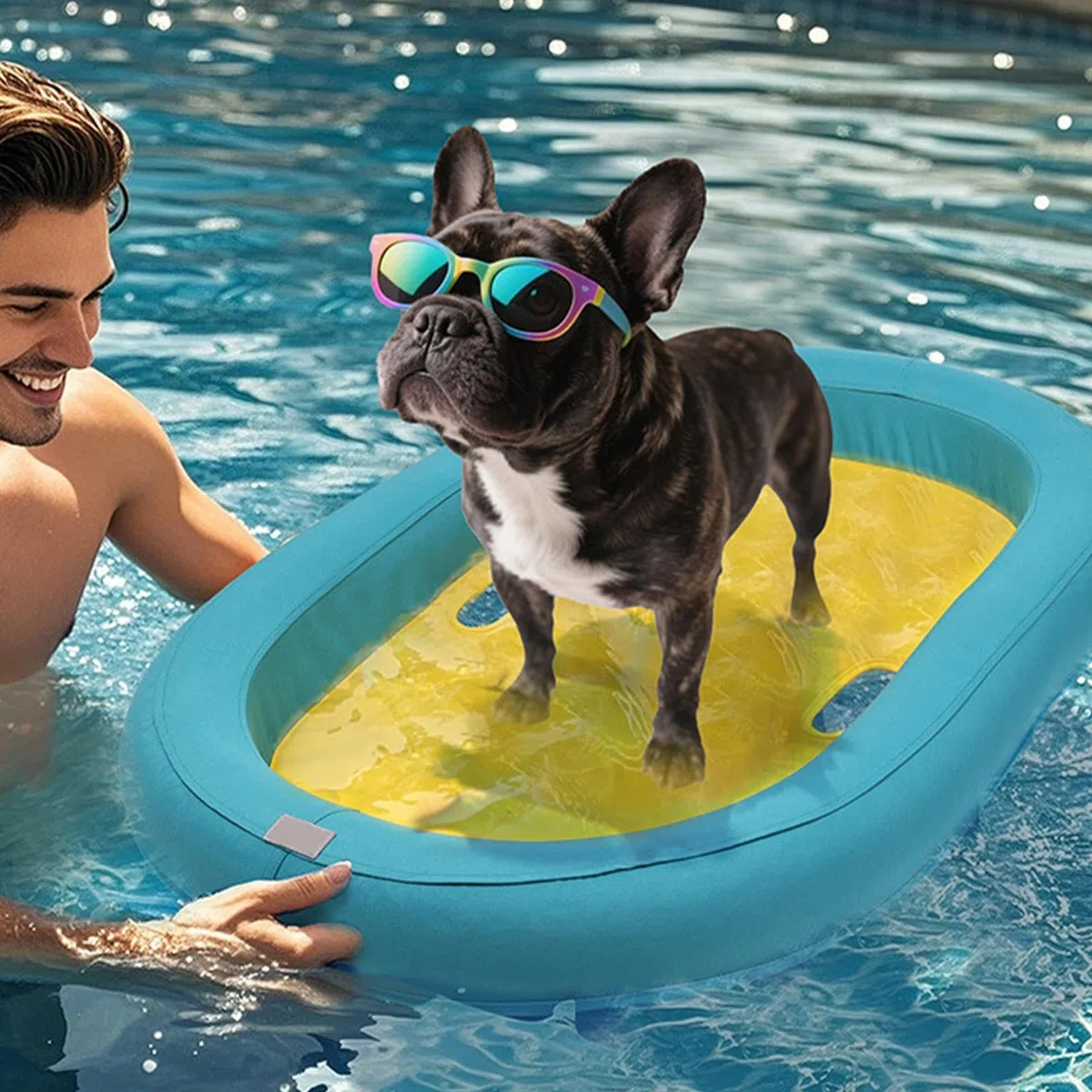 Hunde-Schwimminsel Schwimminsel Für Hunde | Leichte & Leckdichte Hundeschwimmmatte Für Garten, Teich Und Freizeit – Wasserspaß Im Freien