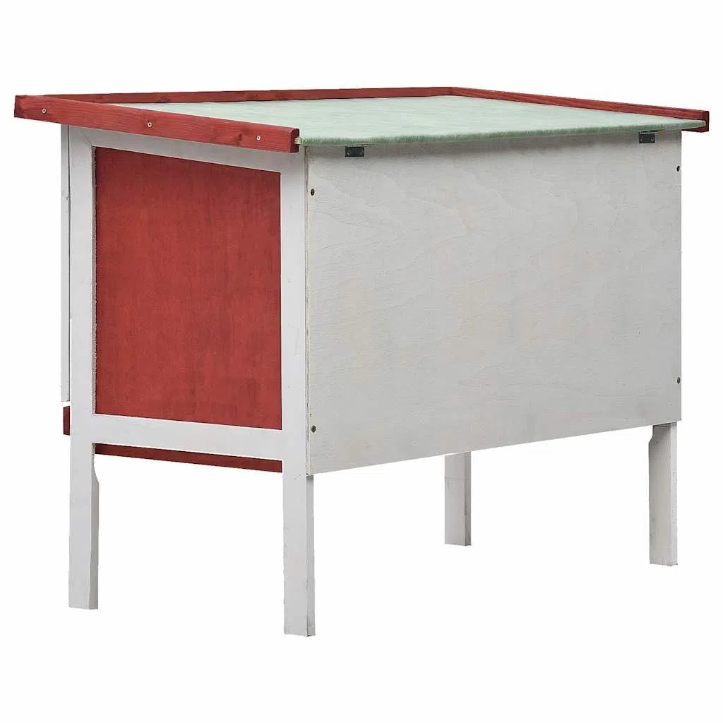 Kaninchenstall aus Holz 90x45x65 cm mit Drahtgitter, rotes Dach, 1 Ebene, wetterfest, mit Schubfach und Tür, geeignet für Kaninchen und Nager, ideal für Garten, Balkon, Terrasse