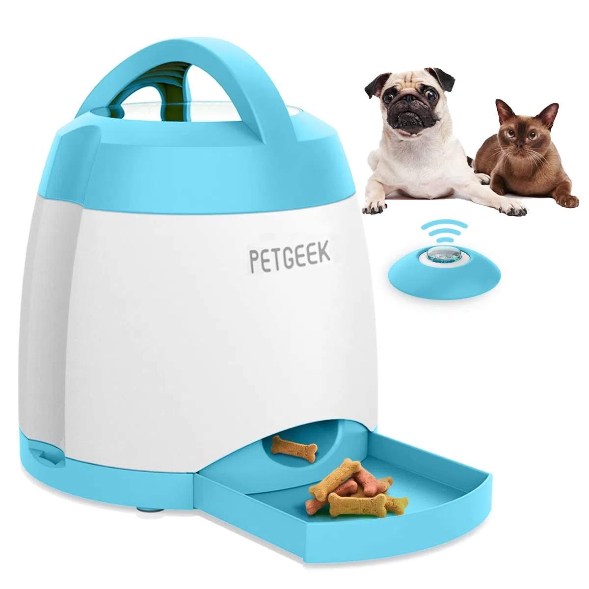 PETGEEK Hundefutterspender-Spielzeug, Leckerli-Dosierung Hundespielzeug für IQ-Training, interaktives Puzzle-Spielzeug, um sie zu beschäftigen, 3000 mAh über USB wiederaufladbarer Leckerli-Spender mit