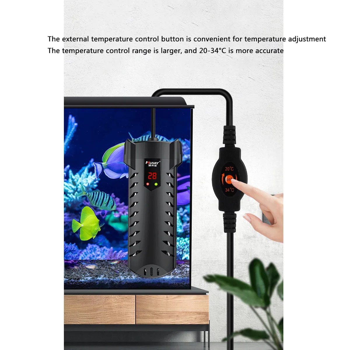 Aquarium-Heizung, automatische konstante Temperatur mit Digitalanzeige, explosionsgeschützter Aquarium-Heizstab, 100 W (100 W)