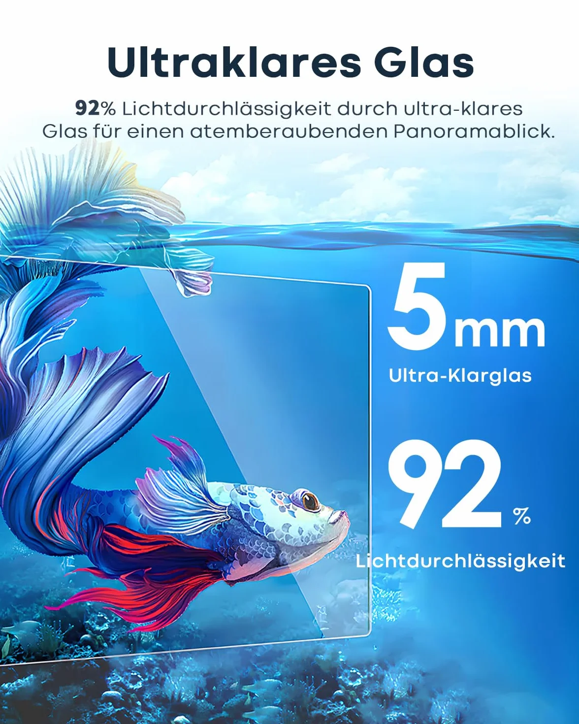 Aquarium Desktop-Set 10L Kleines Fischbecken 30x15x22, Ultra-Klares Glas mit Selbstreinigungsfilter, Helles Licht, Heizung, Steine,Kies, Reinigungswerkzeug, Randloses Fischglas für Anfänger Starterkit
