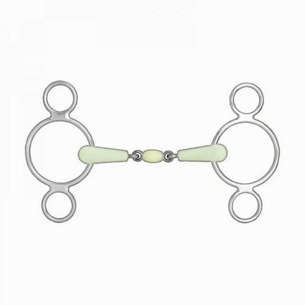 HORZE 3-Ring-Wassertrense, doppelt gebrochen, Schwarz, 125