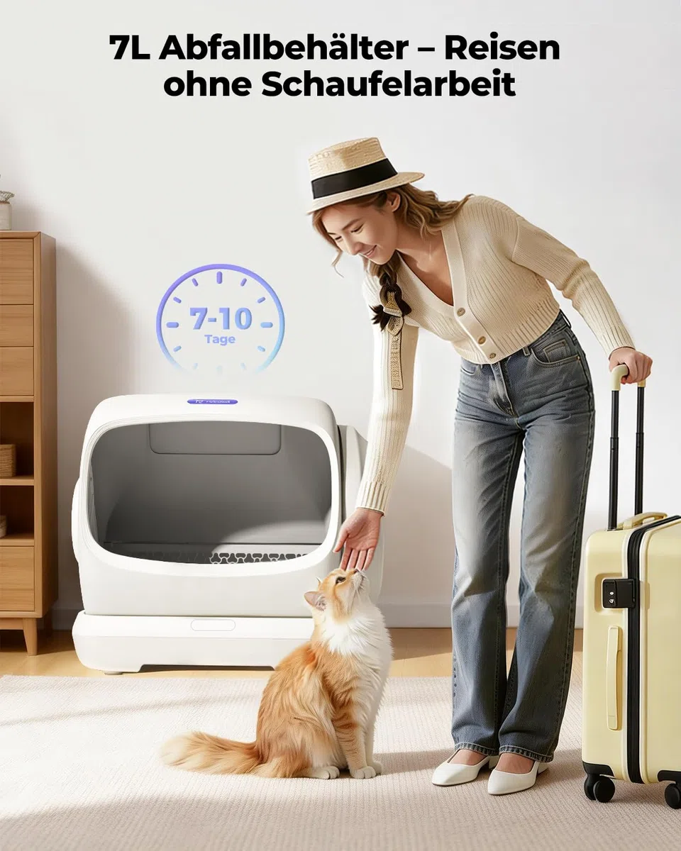 Selbstreinigende Katzentoilette Katzenklo Selbstreinigend, XXXL Extra Große Elektrisches Automatisches Katzenklo für Mehrere Katzen, Intelligente Katzentoilette mit Klemschutz, Inklusive Streumatte