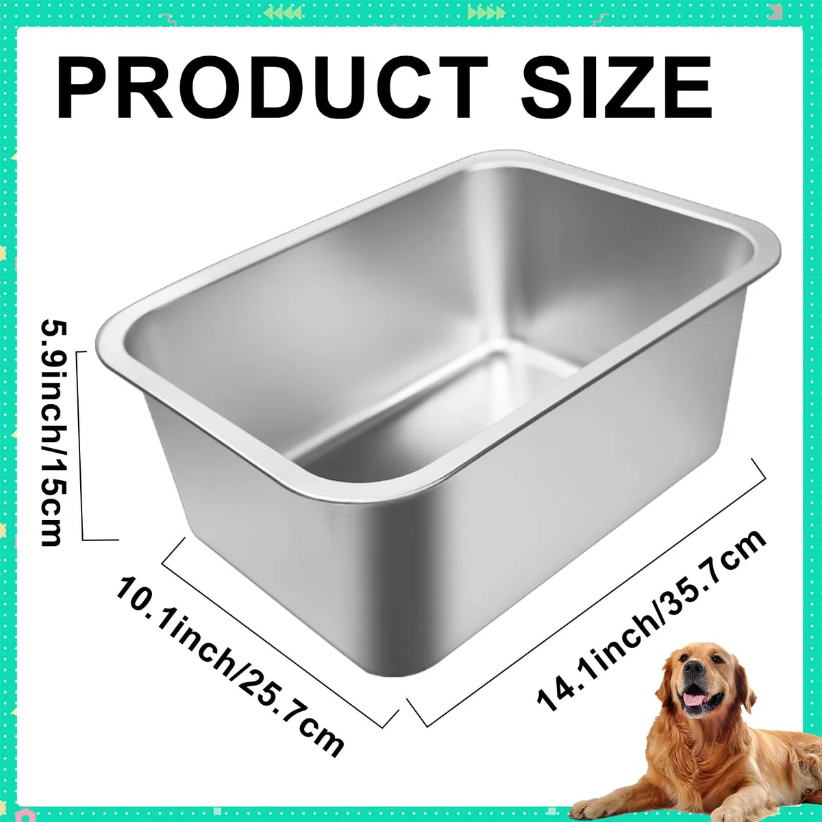 Extra großer Wassernapf für Hunde, robuster Edelstahl-Hundenapf, sicherer Wasser- und Futternapf mit hoher Kapazität für große, XL-Rassen, für drinnen und draußen