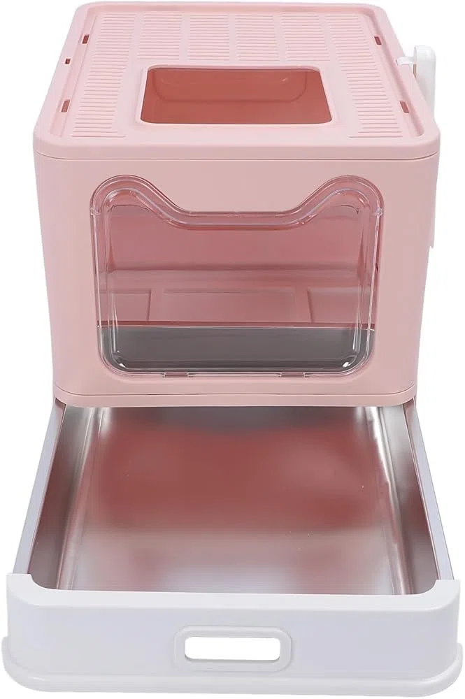 Geschlossene Katzentoilette, Edelstahl Katzentoilette mit Schublade, Deckel und Schaufel für einfache Reinigung