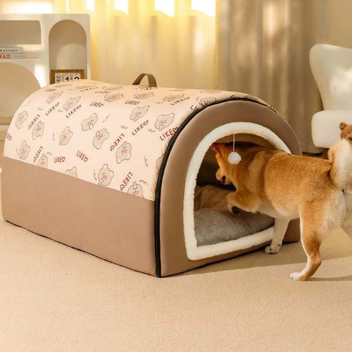 Großes 2-in-1-Bett für Hunde mit Anti-Angst-Kissen, weich und warm, faltbar, beruhigend, rutschfest, warm und rutschfest, herausnehmbar und waschbar (Größe XXL: 100 x 70 x 60 cm, grau)