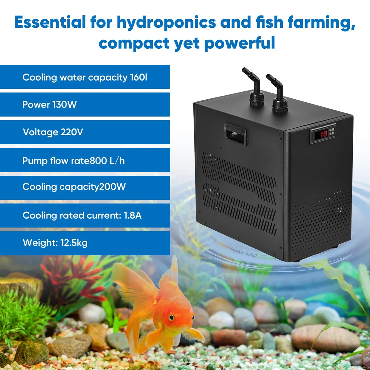 Aquarium-Kühler 160L Wasserkühler Aquarium durchlaufkühler Aquarium Fischtank-Kühler, Anzucht Ausrüstung für Süß-/, Wasserunkraut, Quallen, Koralle